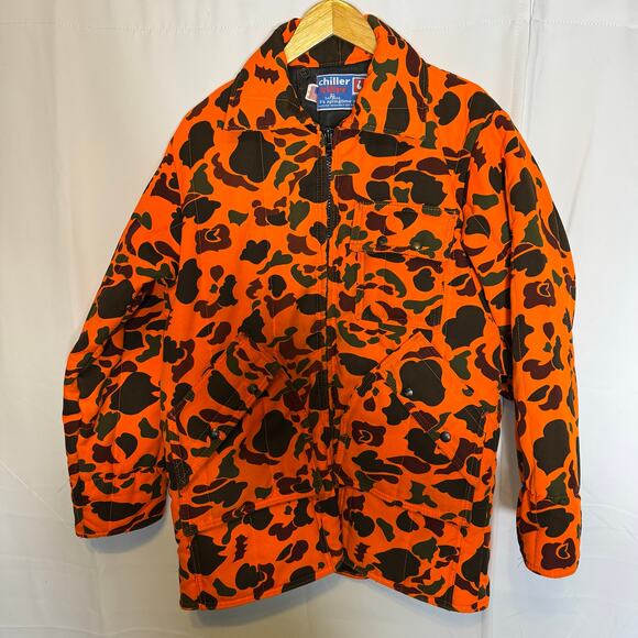 Chiller Killer By SafTBak Vintage Blaze Orange Camo Hunting Jacket USA Made - Picture 2 of 6